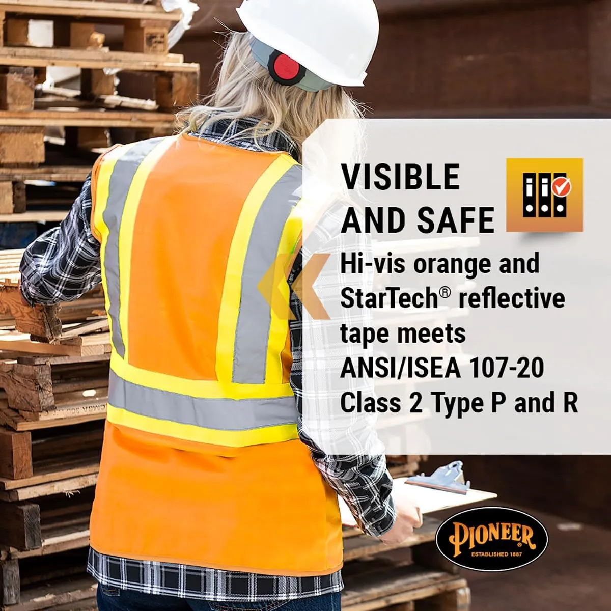 Pioneer Safety Vest for Women With Pockets - Hi-Vis Reflective Tape - For Construction