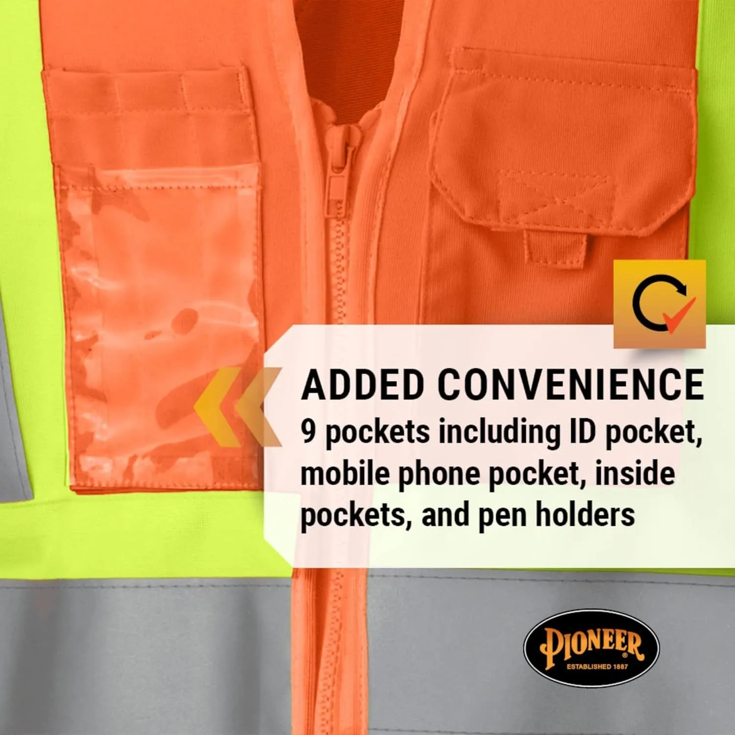Pioneer Safety Vest for Women With Pockets - Hi-Vis Reflective Tape - For Construction