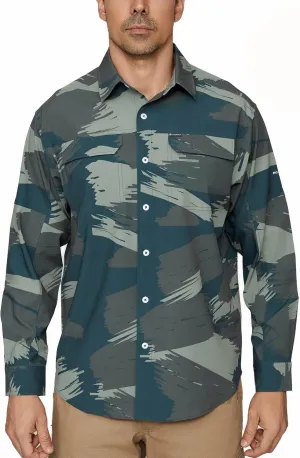 PIQIDIG Men's Long Sleeve Sun Protection Shirts UPF 50  Quick Dry Button Down Shirts Hiking Fishing Camping Travel Work