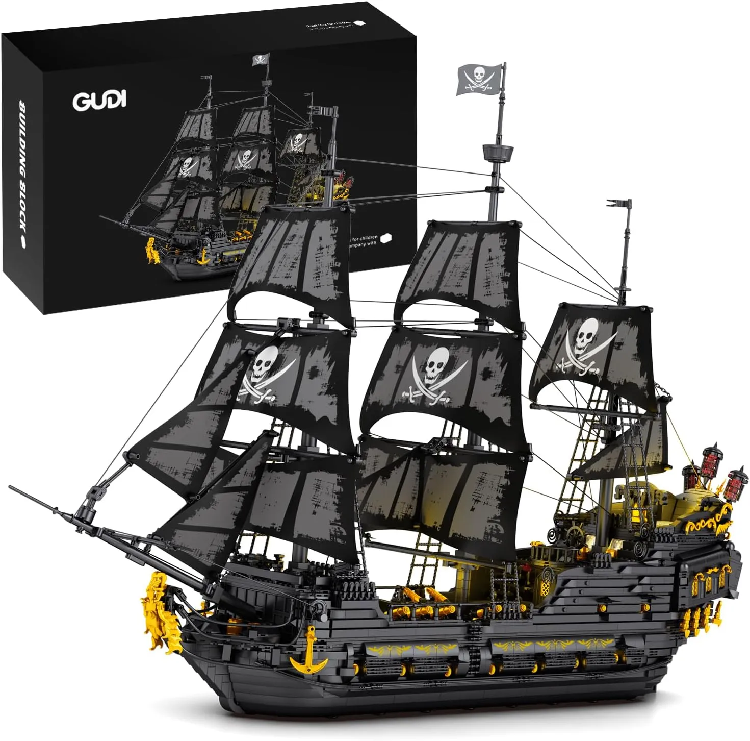 Pirate Ship Black Pearl Building Sets for Adults(4708 Pieces), Pirate Ship Black Pearl with Tiered Design, Attractive Pirate Toys Building Blocks Pirate Ship Large Model, Gifts for Teens Adults