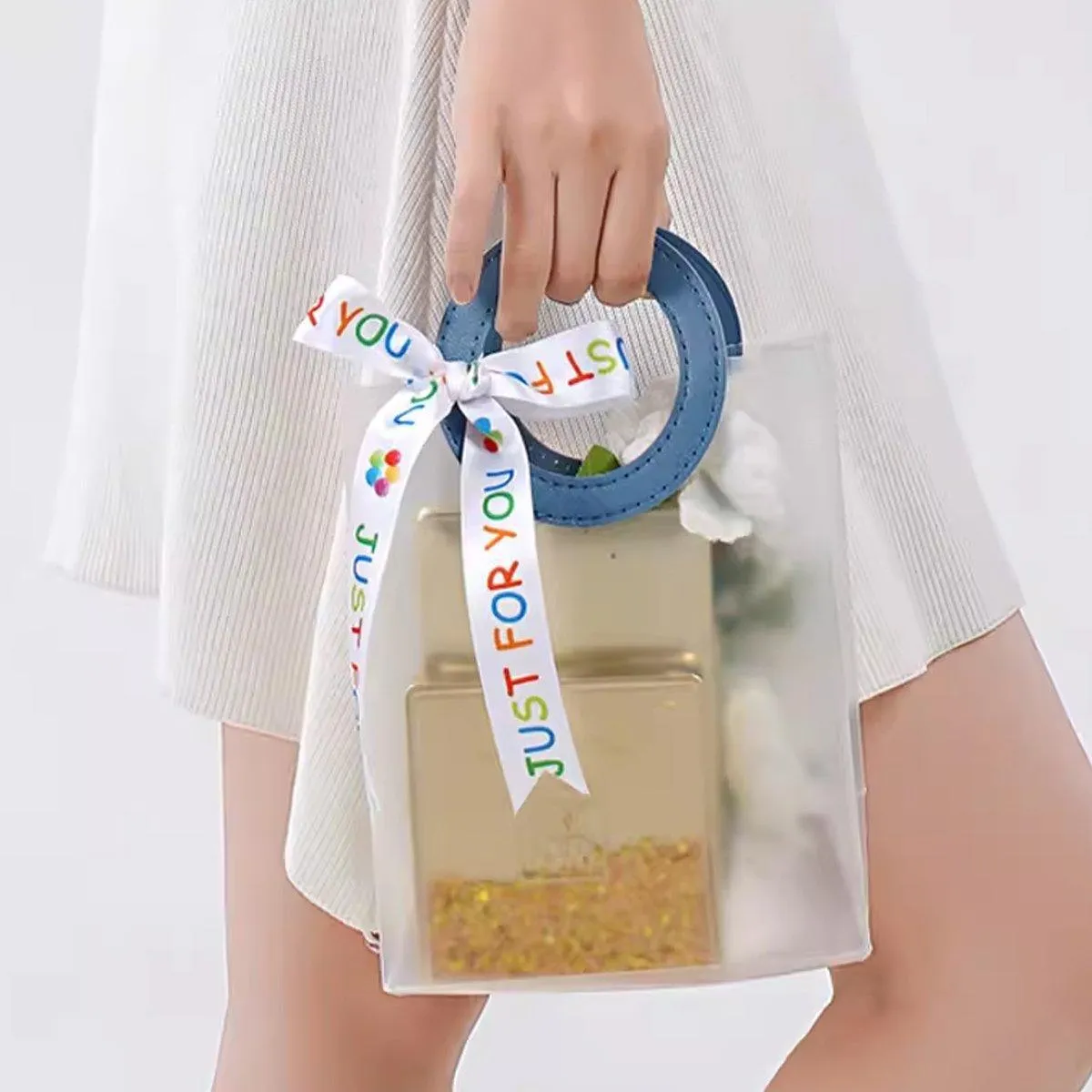 Plastic Frosted Totes Gift Bags 20PCS Transparent