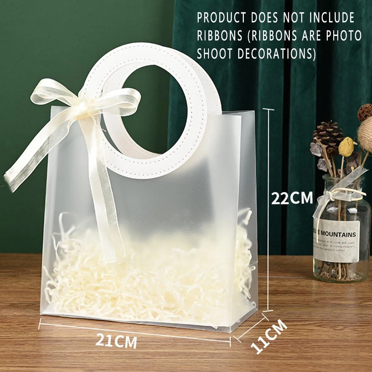Plastic Frosted Totes Gift Bags 20PCS Transparent