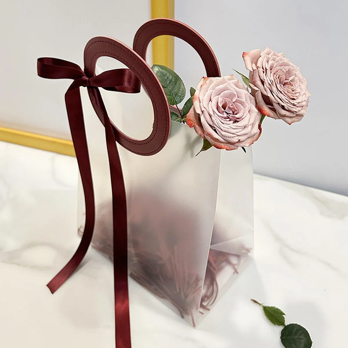 Plastic Frosted Totes Gift Bags 20PCS Transparent