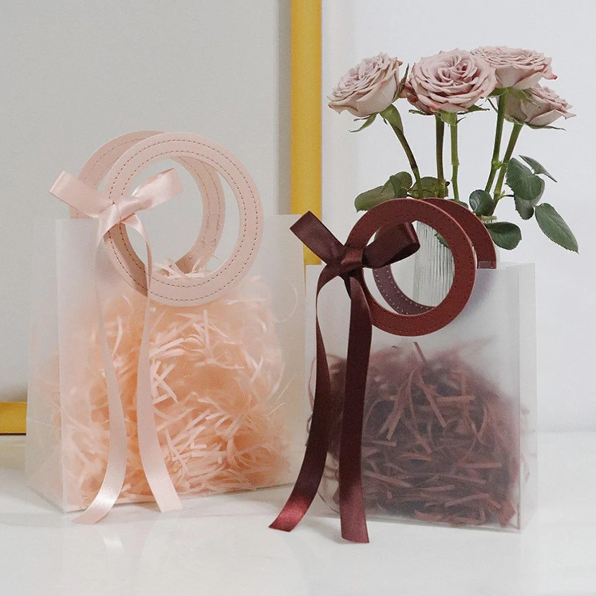 Plastic Frosted Totes Gift Bags 20PCS Transparent