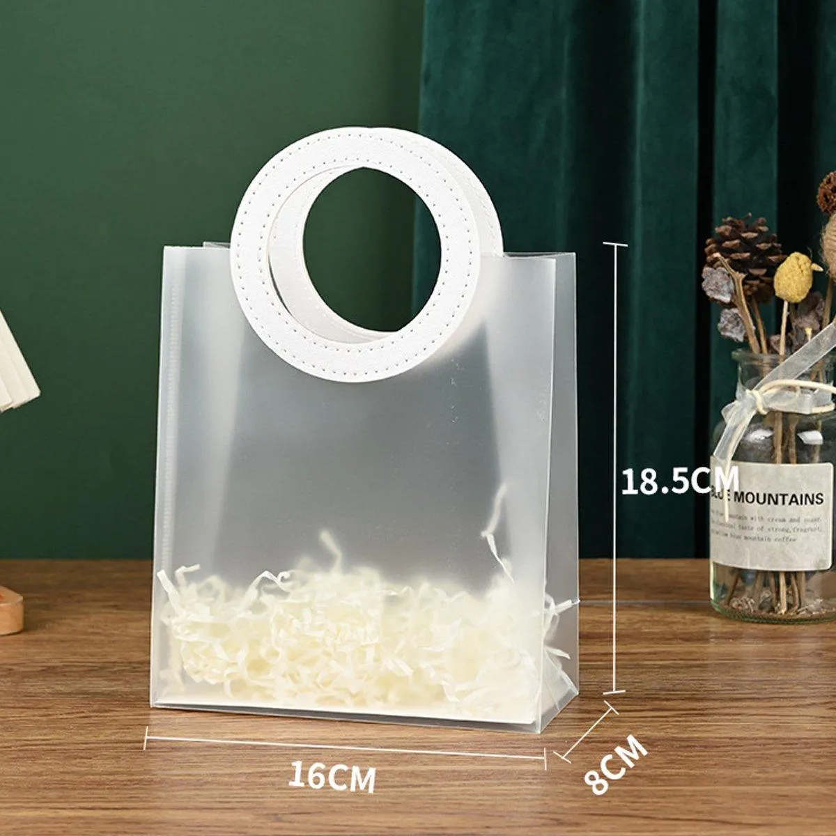 Plastic Frosted Totes Gift Bags 20PCS Transparent