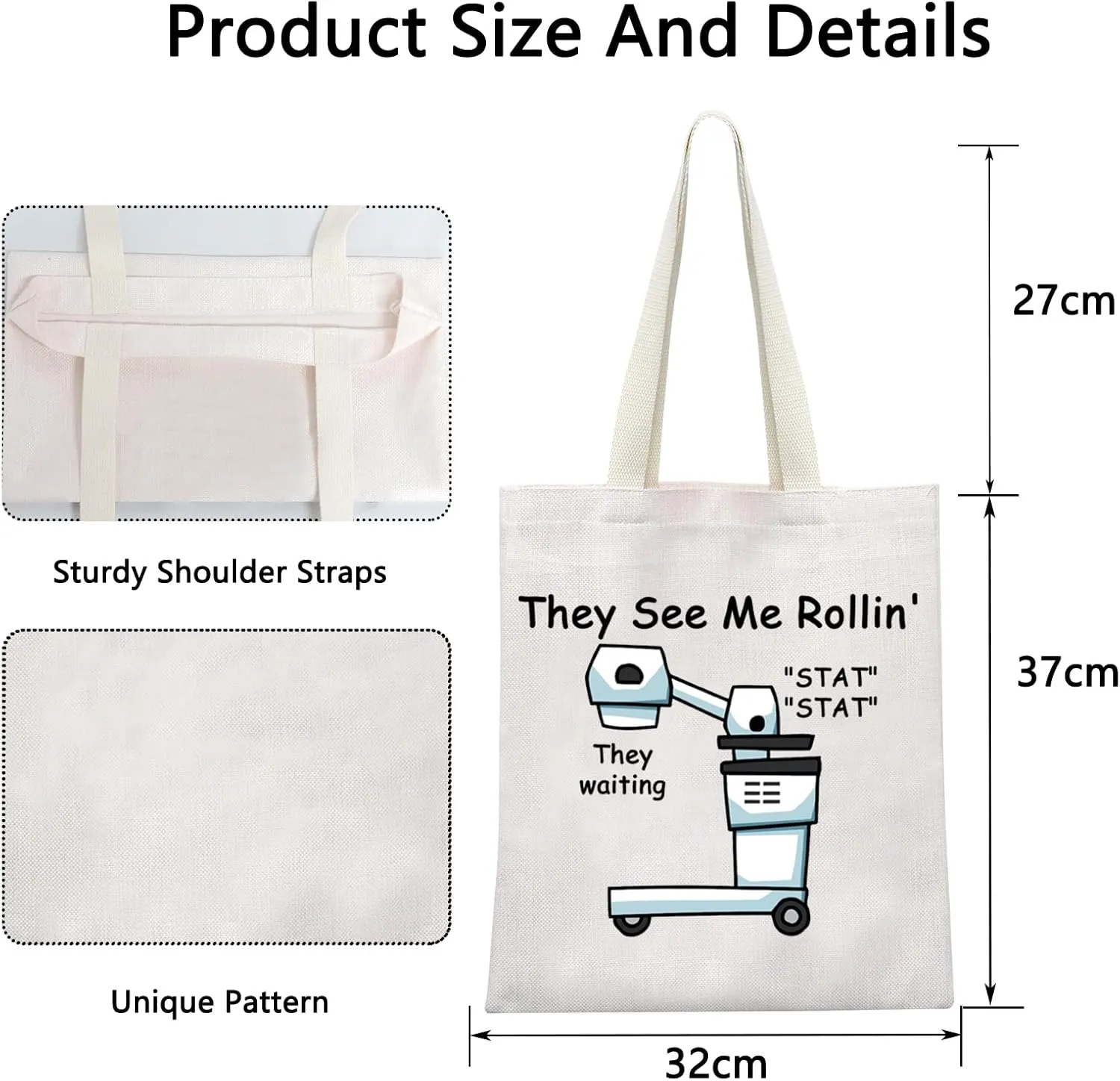 POFULL Xray Tech Gift They See Me Rollin' They waiting Zipper Pouch Makeup Travel Bag Radiologic Technologist Gift