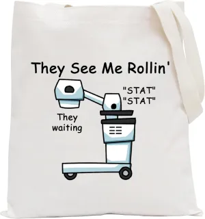 POFULL Xray Tech Gift They See Me Rollin' They waiting Zipper Pouch Makeup Travel Bag Radiologic Technologist Gift