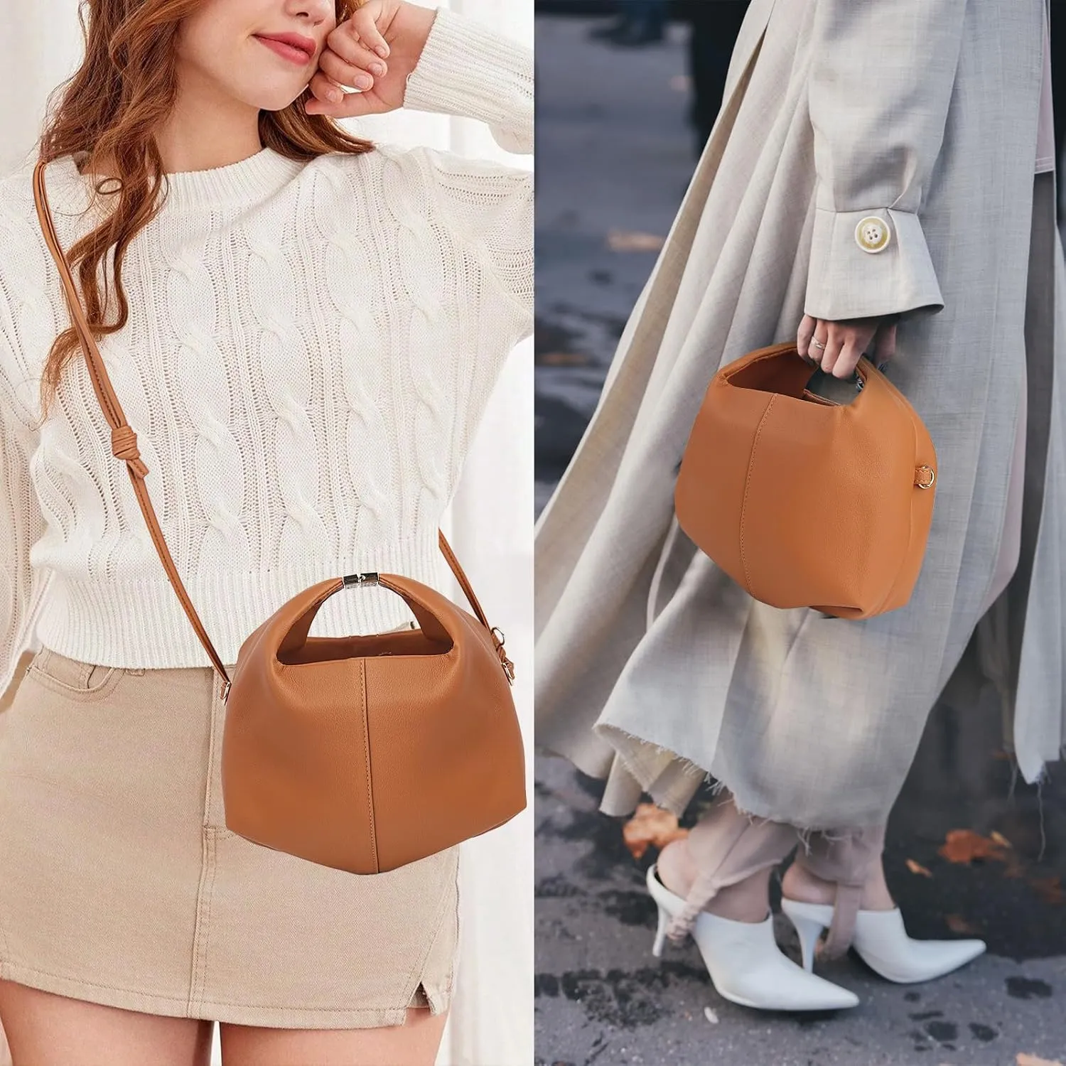 Polene Luxury Faux Leather Top Handle Bags for Women