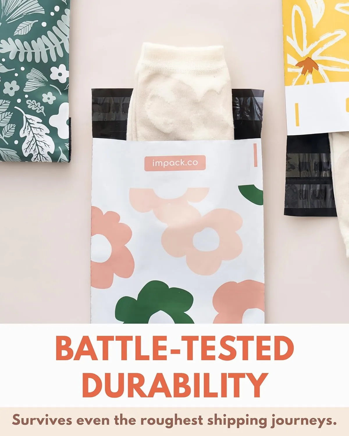 Poly Mailers 6x9-100 Pack Biodegradable Shipping Bags for Stationery and Small Accessories - Impack Self-Seal Waterproof Thick Mailing Envelope for Small Items - Pastel Petals