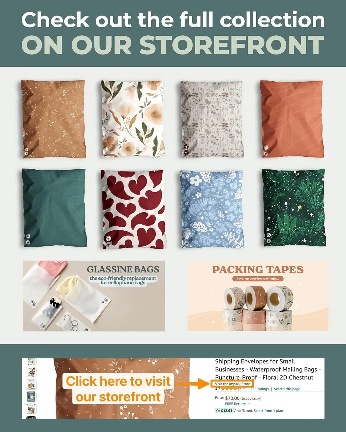 Poly Mailers 6x9-100 Pack Biodegradable Shipping Bags for Stationery and Small Accessories - Impack Self-Seal Waterproof Thick Mailing Envelope for Small Items - Pastel Petals