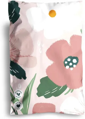 Poly Mailers 6x9-100 Pack Biodegradable Shipping Bags for Stationery and Small Accessories - Impack Self-Seal Waterproof Thick Mailing Envelope for Small Items - Pastel Petals