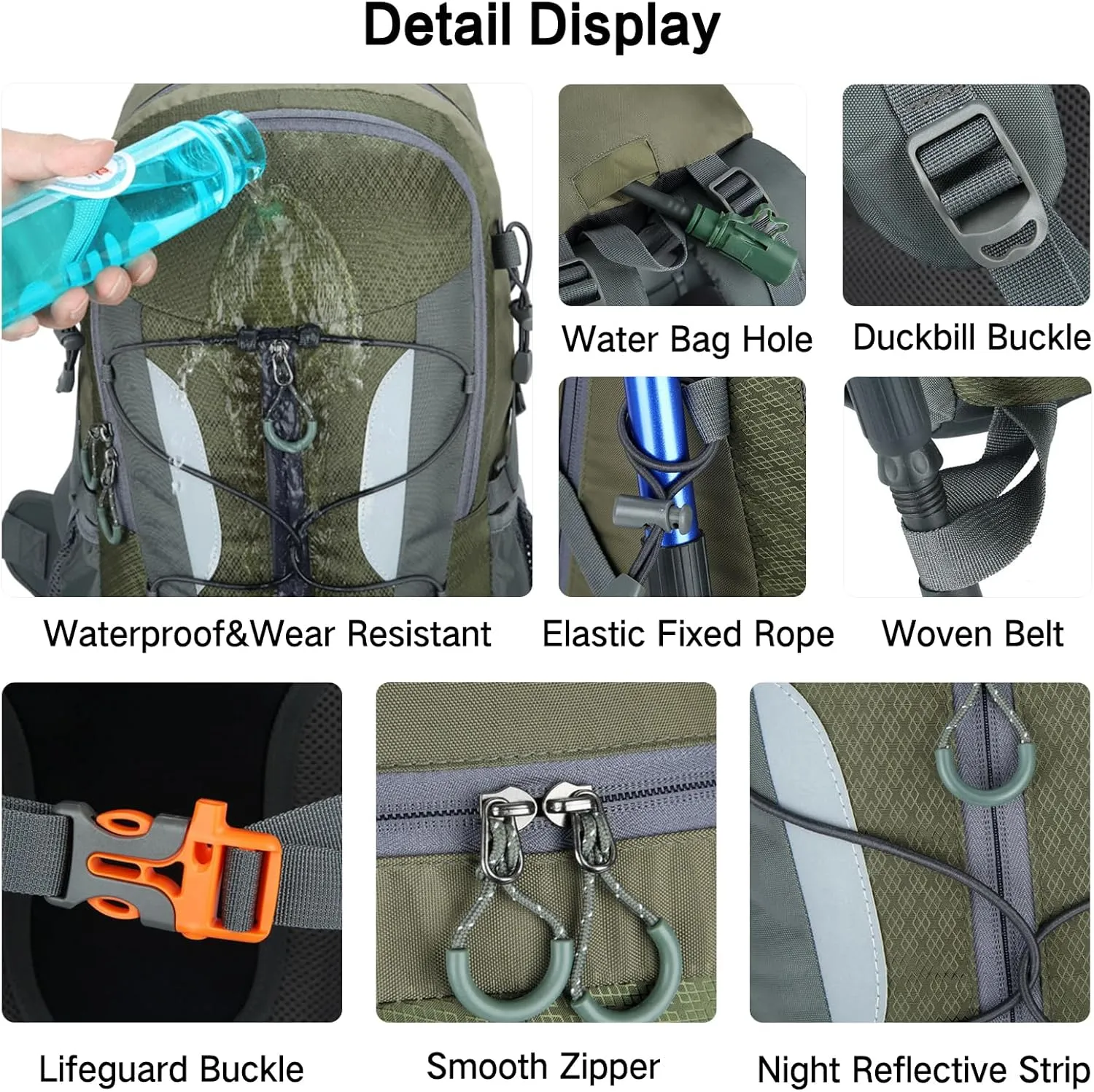PORRASSO 30L Hiking Backpack Waterproof Rucksack Trekking Daypack Durable Backpack for Women Men Camping Climbing Travel Outdoor Sports Orange