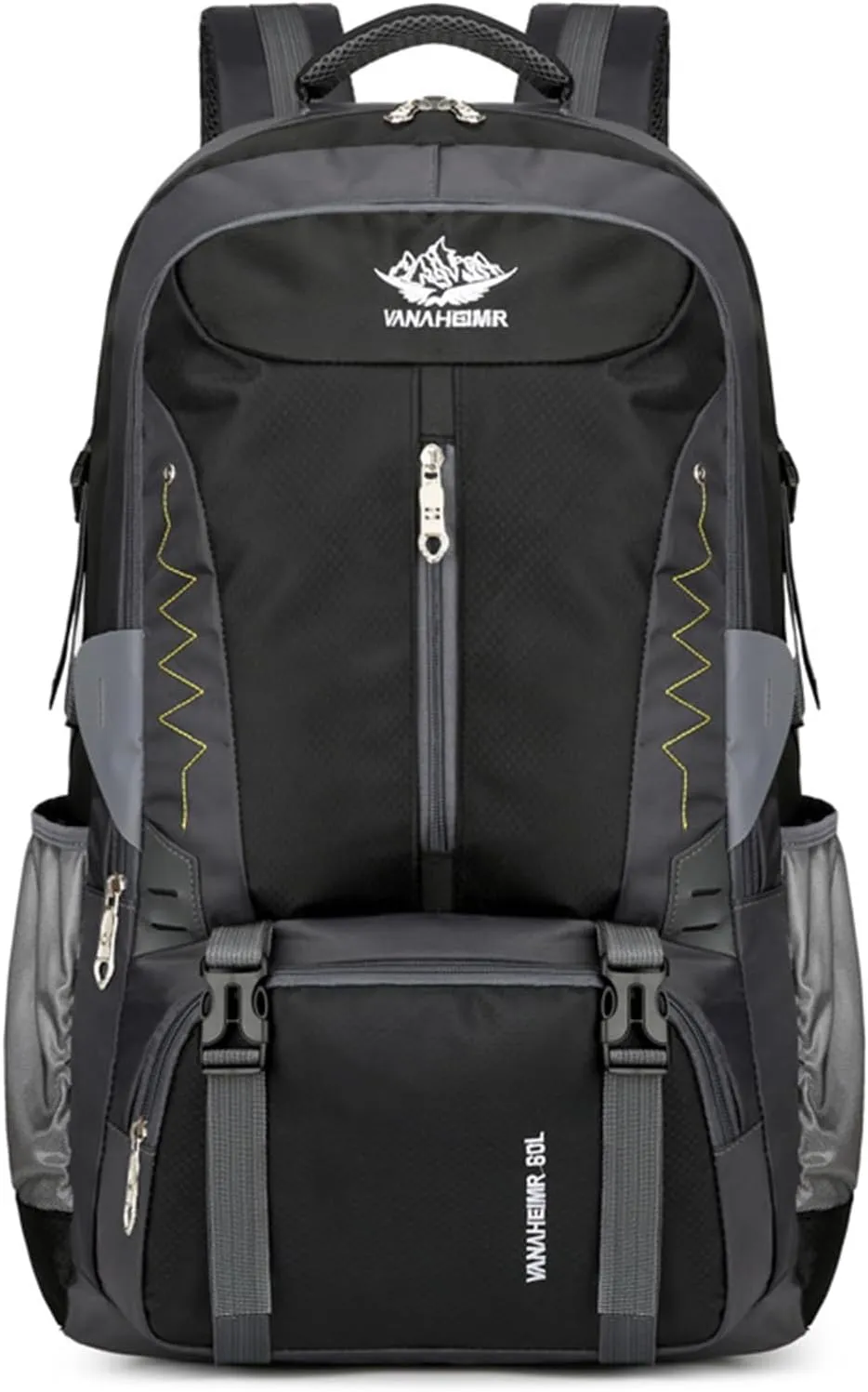 PORRASSO 60L Hiking Backpack Trekking Rucksack Waterproof Daypack Durable Backpack for Women Men Camping Climbing Travel Outdoor Sports Black