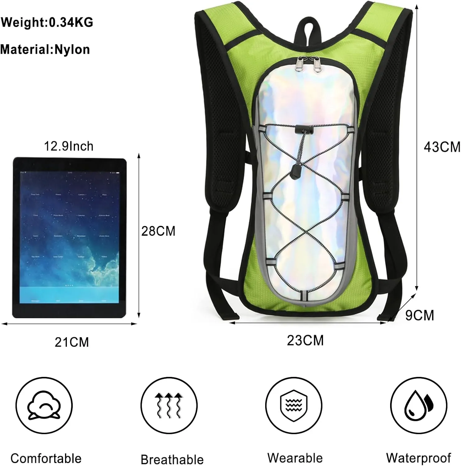 PORRASSO Cycling Hydration Backpack Running Rucksack Breathable Daypack