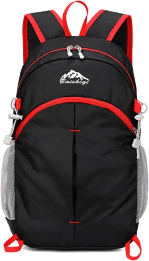 PORRASSO Foldable Backpack Hiking Daypack 20L Rucksack Lightweight Waterproof Backpack for Women Men Camping Travel Outdoor Sports Black