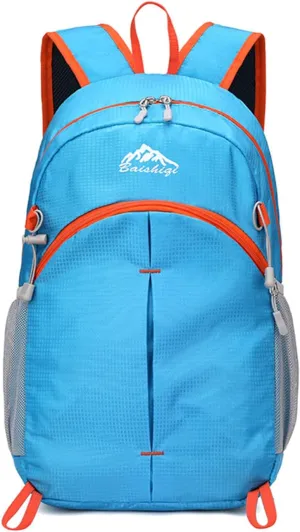 PORRASSO Foldable Backpack Hiking Daypack 20L Rucksack Lightweight Waterproof Backpack for Women Men Camping Travel Outdoor Sports Blue
