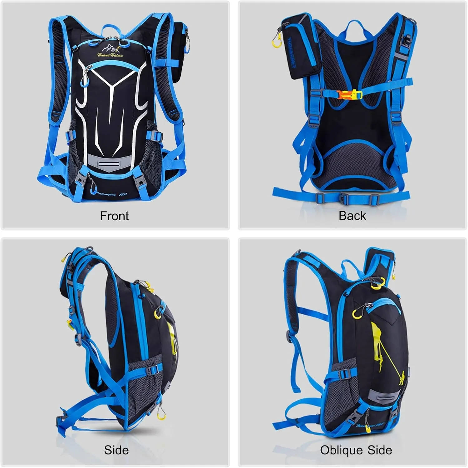 PORRASSO Hiking Backpack 19L Rucksack Breathable Daypack Lightweight Backpack Hydration Pack for Women Men Camping Trekking Cycling Climbing Outdoor Sports Yellow