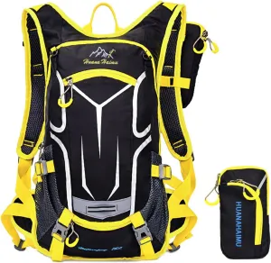 PORRASSO Hiking Backpack 19L Rucksack Breathable Daypack Lightweight Backpack Hydration Pack for Women Men Camping Trekking Cycling Climbing Outdoor Sports Yellow