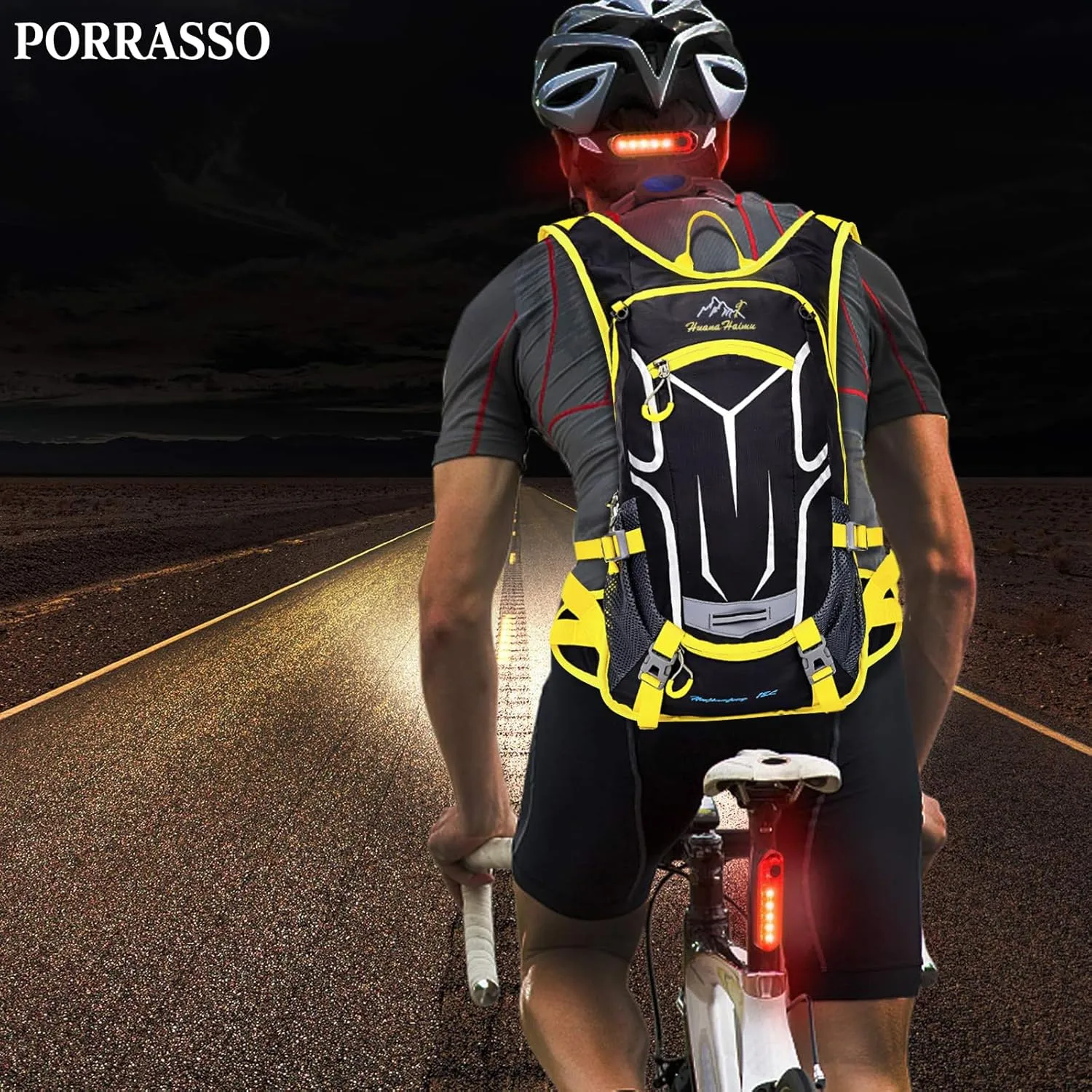 PORRASSO Hiking Backpack 19L Rucksack Breathable Daypack Lightweight Backpack Hydration Pack for Women Men Camping Trekking Cycling Climbing Outdoor Sports Yellow