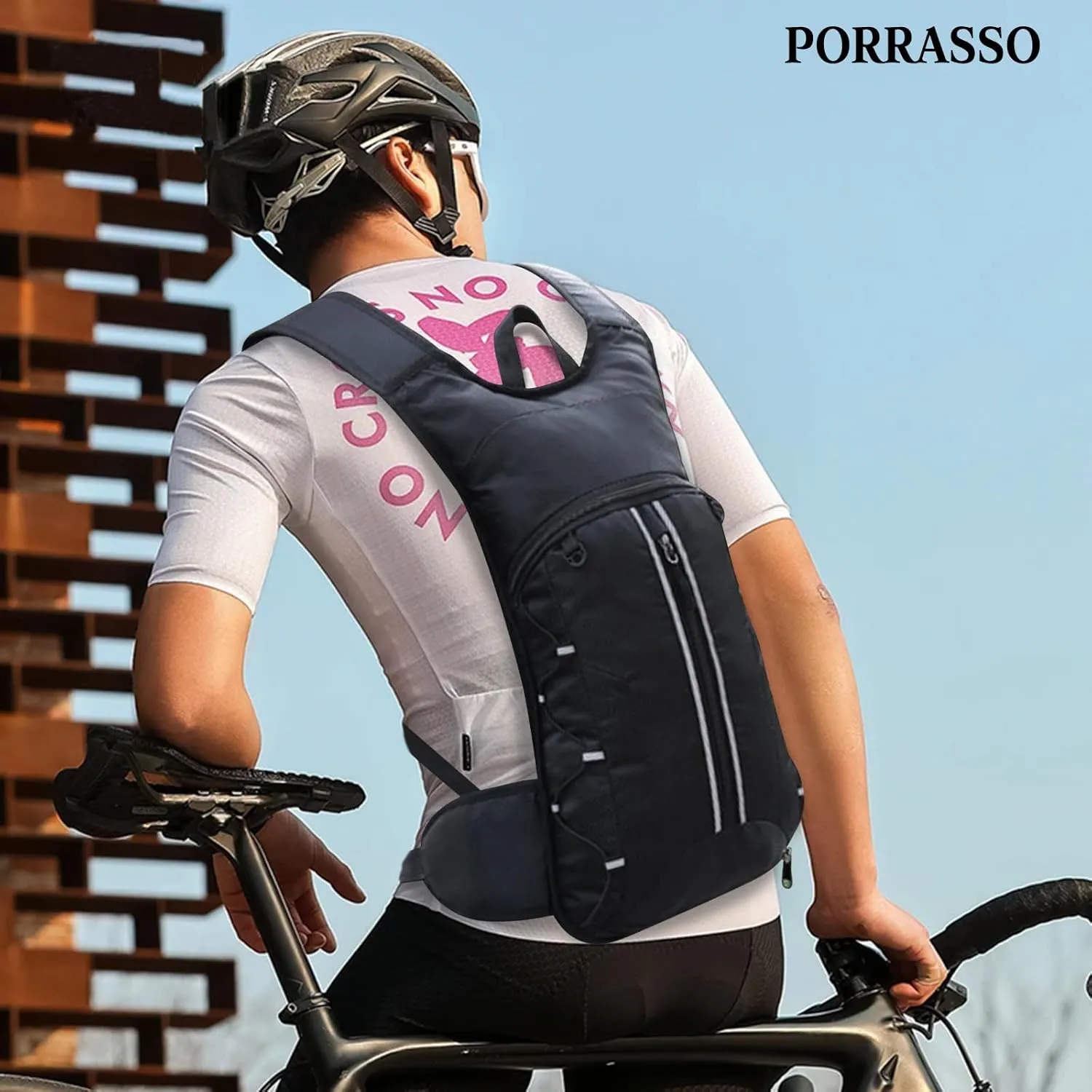 PORRASSO Hiking Backpack 20L Rucksack Breathable Daypack Lightweight Cycling Backpack Hydration Pack for Women Men Camping Trekking Climbing Outdoor Sports Black
