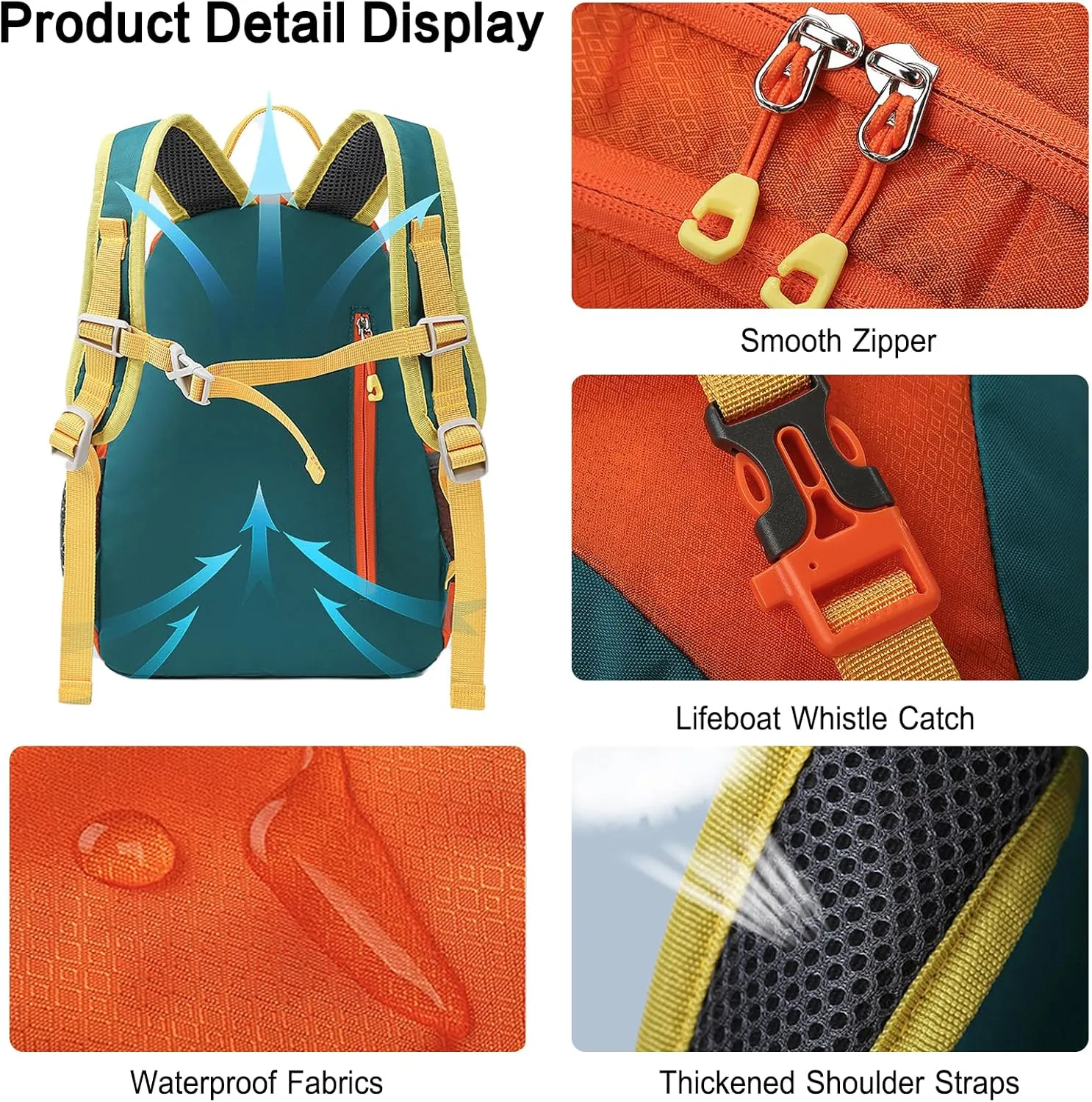 PORRASSO Hiking Backpack 5L Daypack Rucksack Lightweight Waterproof Women Men Backpack for Camping Daily Use Orange