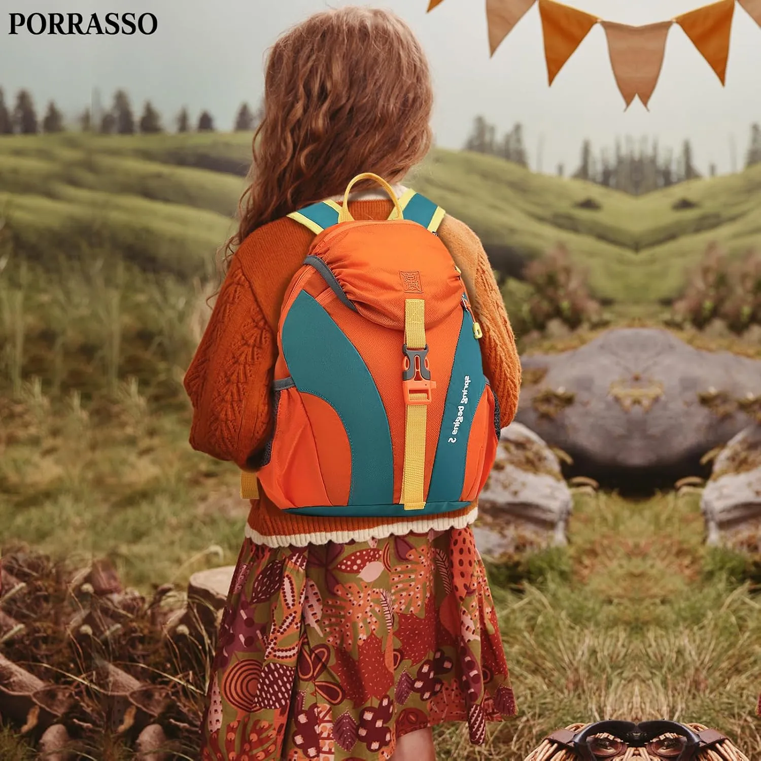 PORRASSO Hiking Backpack 5L Daypack Rucksack Lightweight Waterproof Women Men Backpack for Camping Daily Use Orange