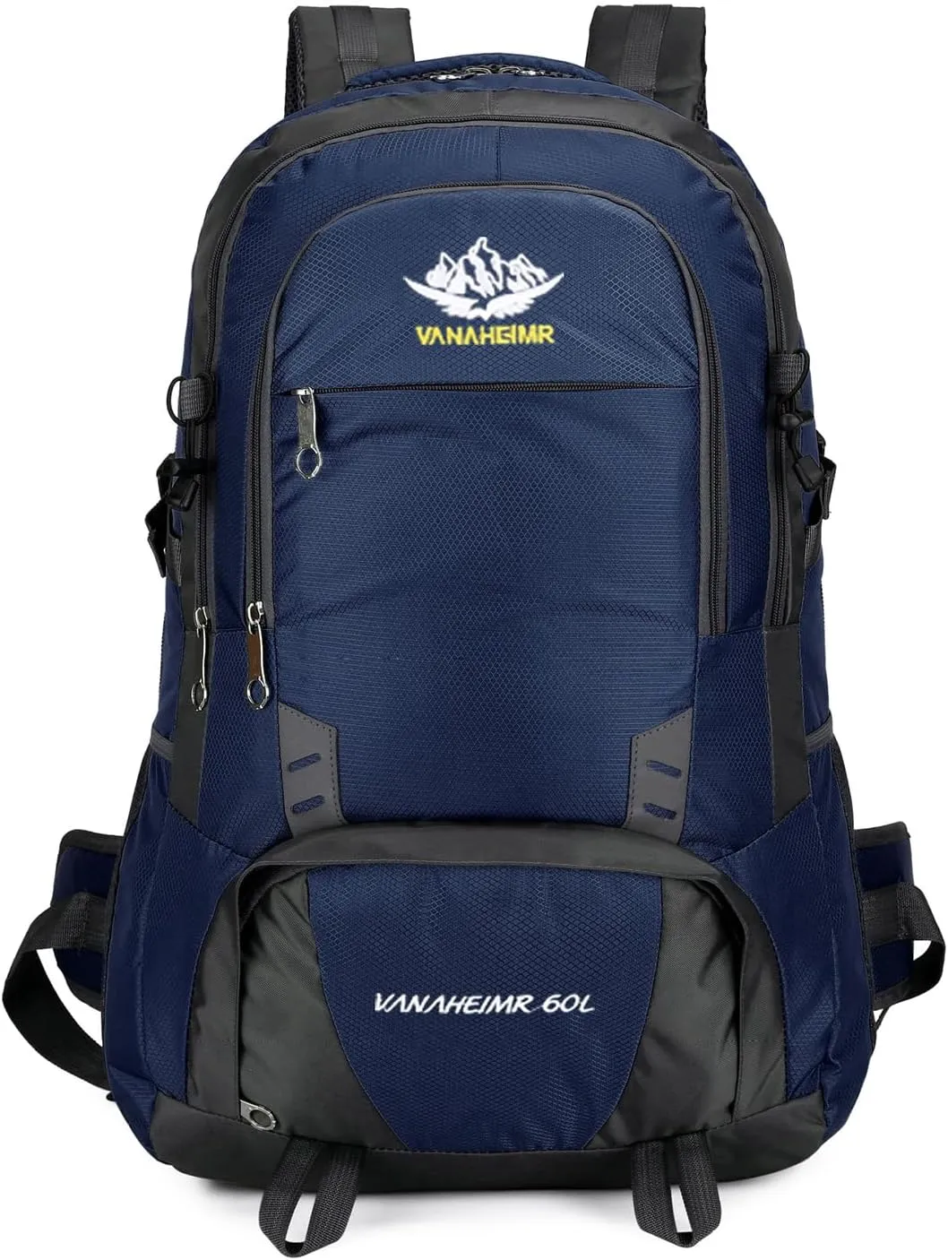 PORRASSO Hiking Backpack 60L Trekking Rucksack Waterproof Daypack Durable Backpack for Women Men Camping Climbing Travel Outdoor Sports Dark Blue