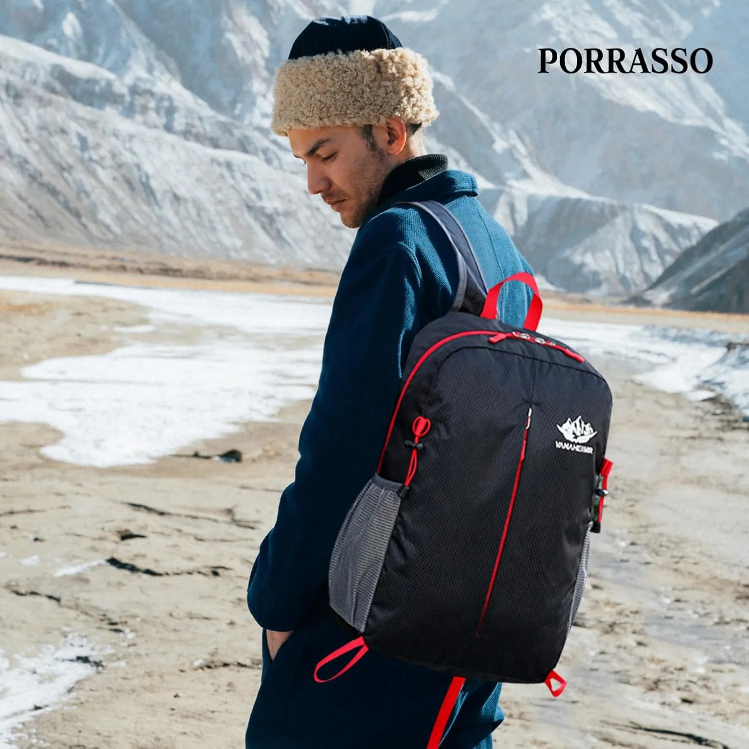 PORRASSO Hiking Backpack Foldable Daypack 20L Rucksack Lightweight Waterproof Backpack for Women Men Camping Trekking Cycling Climbing Outdoor Sports Black