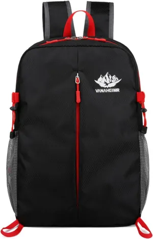PORRASSO Hiking Backpack Foldable Daypack 20L Rucksack Lightweight Waterproof Backpack for Women Men Camping Trekking Cycling Climbing Outdoor Sports Black