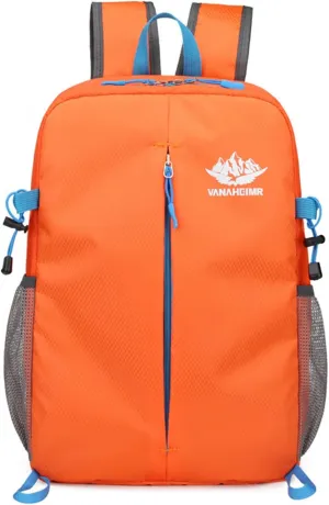 PORRASSO Hiking Backpack Foldable Daypack 20L Rucksack Lightweight Waterproof Backpack for Women Men Camping Trekking Cycling Climbing Outdoor Sports Orange