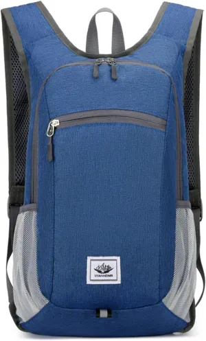 PORRASSO Hiking Backpack Foldable Waterproof Daypack 19L Rucksack Lightweight Backpack for Women Men Camping Trekking Cycling Climbing Outdoor Sports Blue A