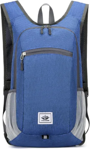 PORRASSO Hiking Backpack Foldable Waterproof Daypack 19L Rucksack Lightweight Backpack for Women Men Camping Trekking Cycling Climbing Outdoor Sports Blue B