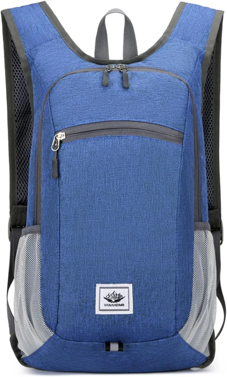 PORRASSO Hiking Backpack Foldable Waterproof Daypack 19L Rucksack Lightweight Backpack for Women Men Camping Trekking Cycling Climbing Outdoor Sports Blue B