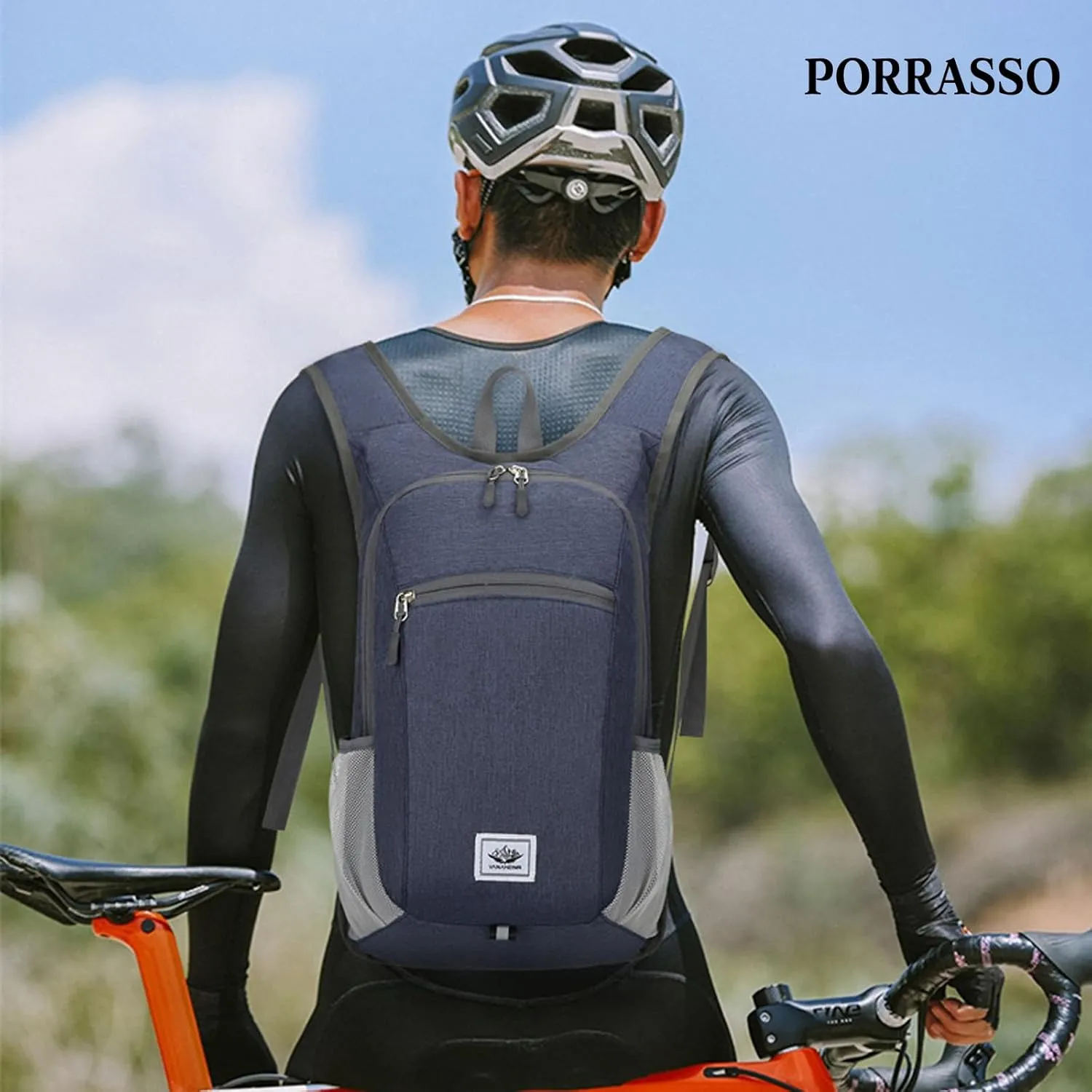 PORRASSO Hiking Backpack Foldable Waterproof Daypack 19L Rucksack Lightweight Backpack for Women Men Camping Trekking Cycling Climbing Outdoor Sports Dark Blue