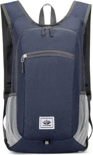 PORRASSO Hiking Backpack Foldable Waterproof Daypack 19L Rucksack Lightweight Backpack for Women Men Camping Trekking Cycling Climbing Outdoor Sports Dark Blue