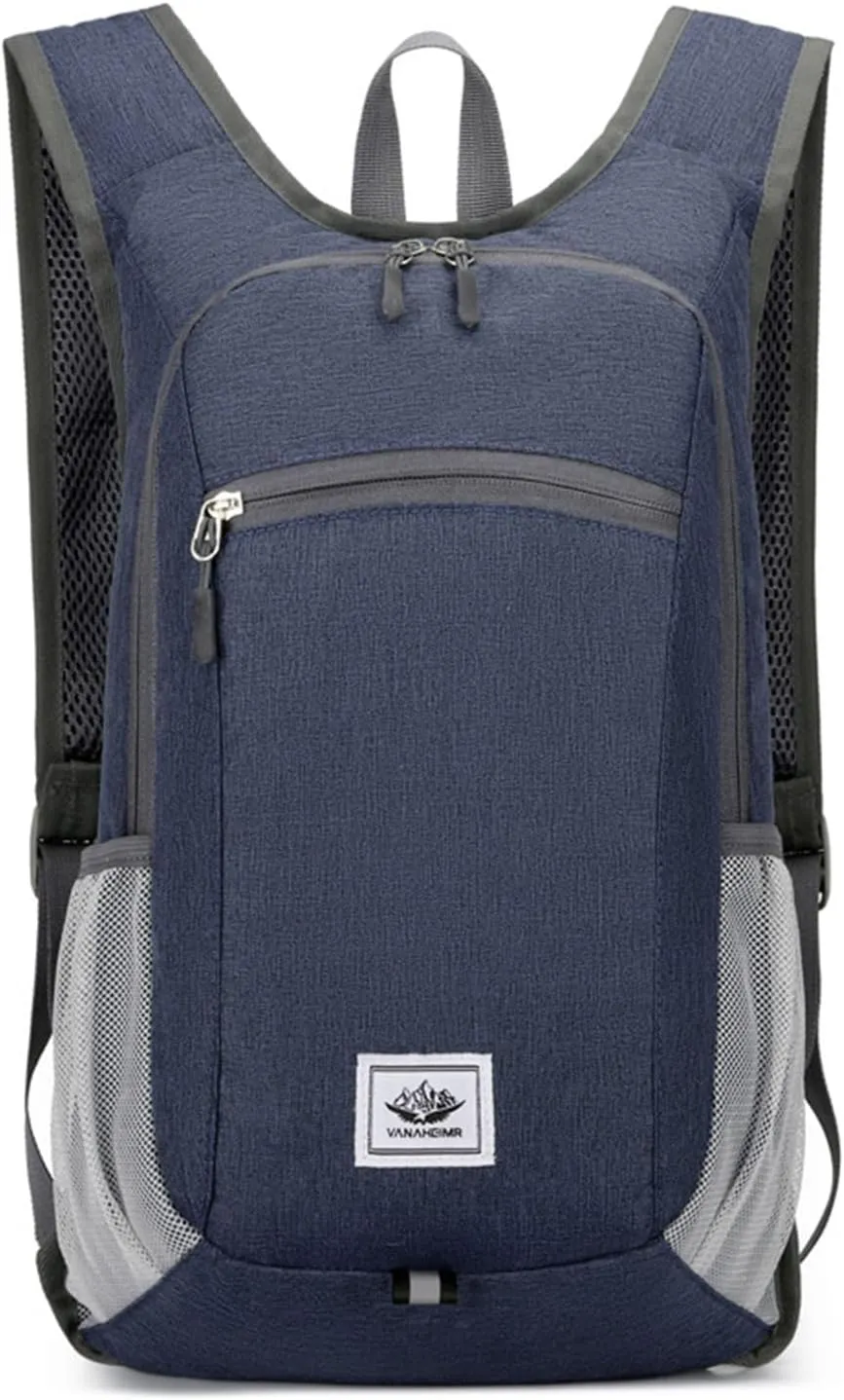PORRASSO Hiking Backpack Foldable Waterproof Daypack 19L Rucksack Lightweight Backpack for Women Men Camping Trekking Cycling Climbing Outdoor Sports Dark Blue