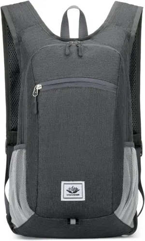 PORRASSO Hiking Backpack Foldable Waterproof Daypack 19L Rucksack Lightweight Backpack for Women Men Camping Trekking Cycling Climbing Outdoor Sports Dark Grey