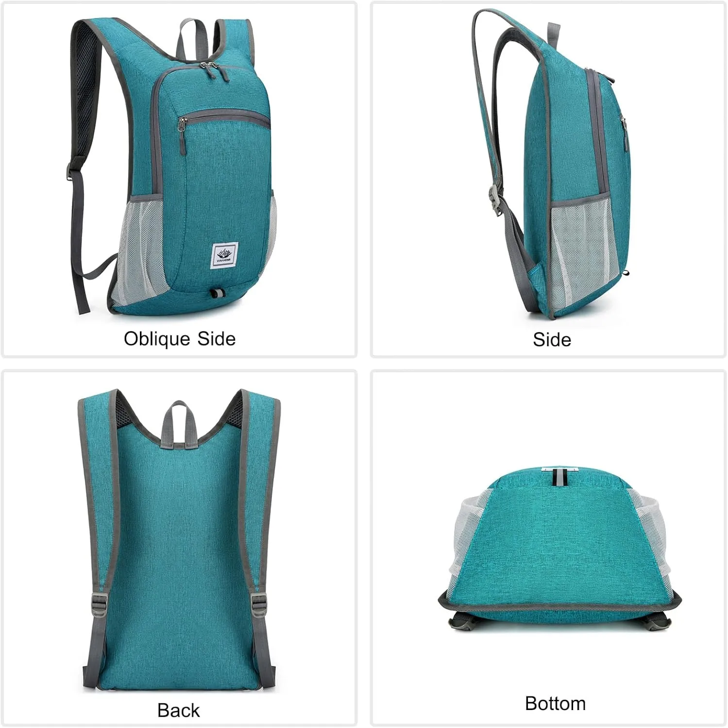 PORRASSO Hiking Backpack Foldable Waterproof Daypack 19L Rucksack Lightweight Backpack for Women Men Camping Trekking Cycling Climbing Outdoor Sports Dark Grey