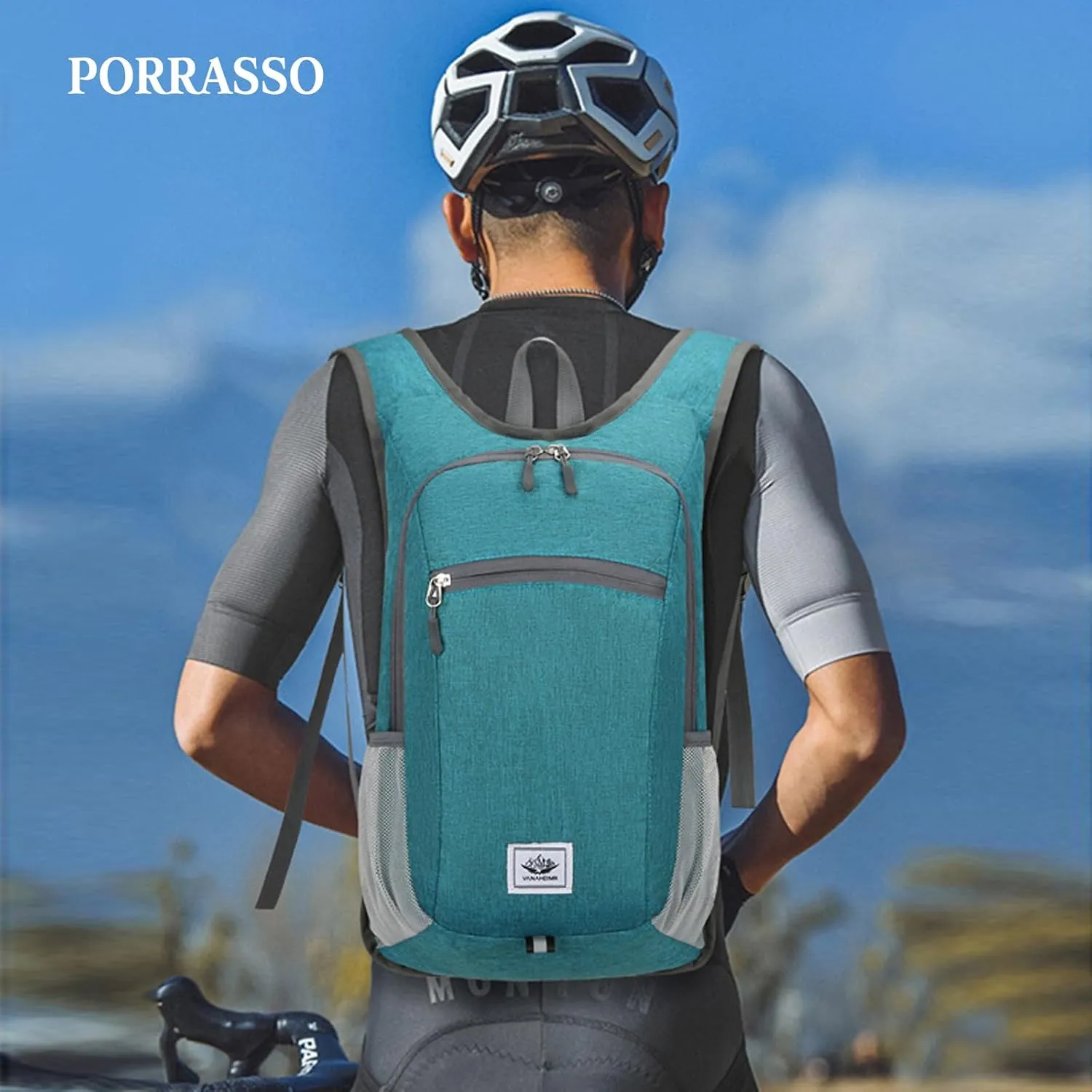 PORRASSO Hiking Backpack Foldable Waterproof Daypack 19L Rucksack Lightweight Backpack for Women Men Camping Trekking Cycling Climbing Outdoor Sports Green