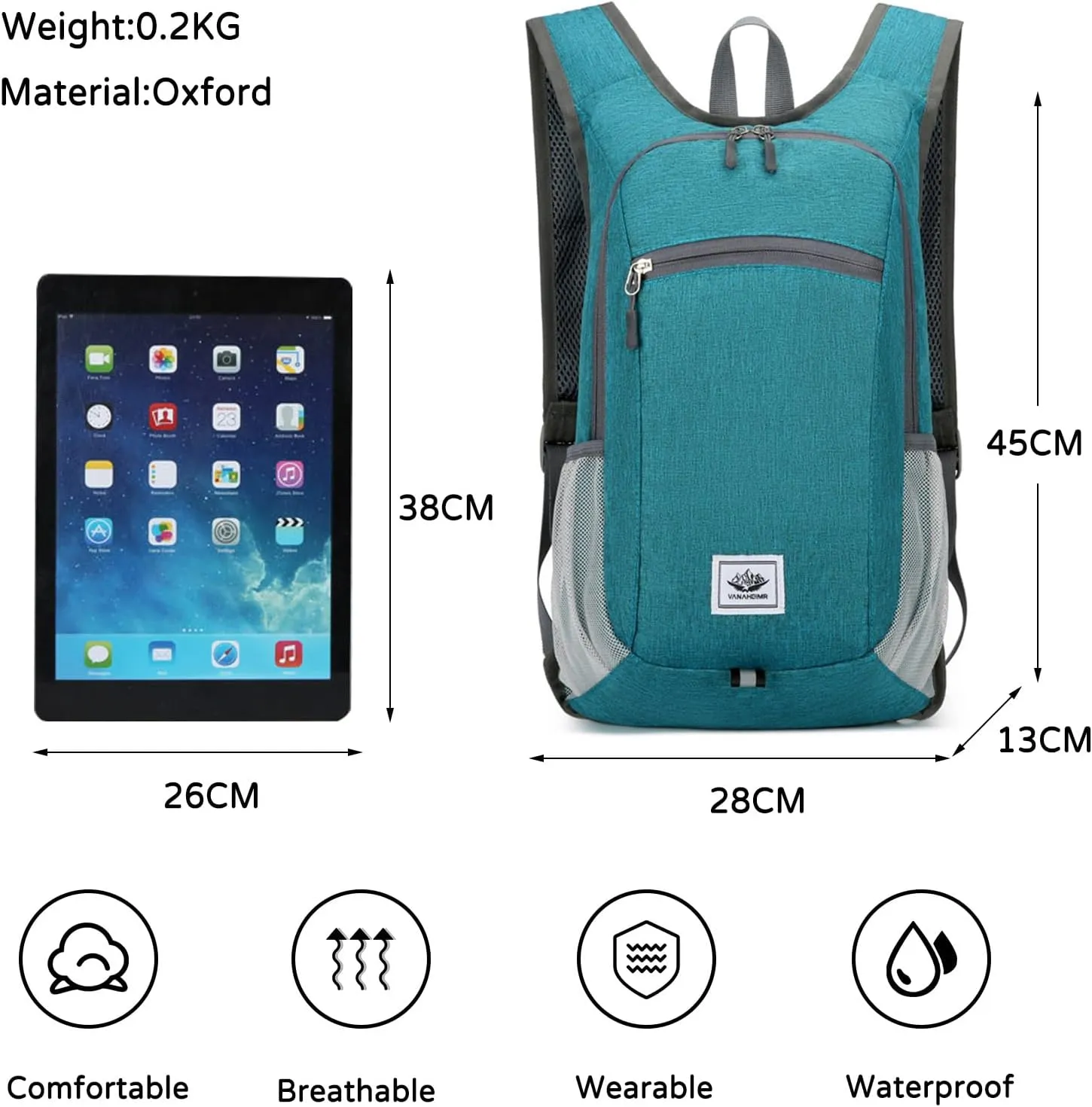 PORRASSO Hiking Backpack Foldable Waterproof Daypack 19L Rucksack Lightweight Backpack for Women Men Camping Trekking Cycling Climbing Outdoor Sports Green
