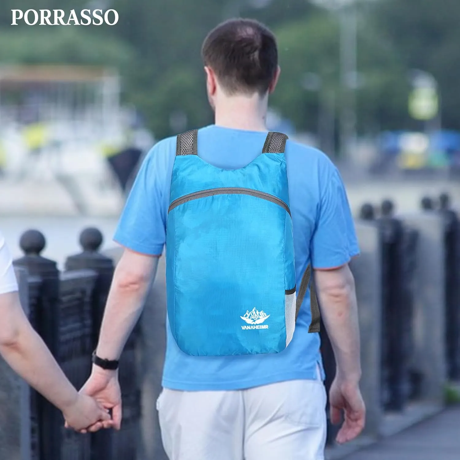PORRASSO Hiking Backpack Lightweight Waterproof Daypack 20L Foldable Rucksack Backpack for Women Men Camping Trekking Cycling Climbing Outdoor Sports Blue C