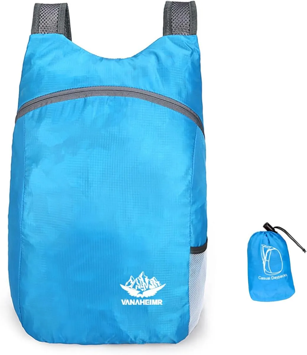 PORRASSO Hiking Backpack Lightweight Waterproof Daypack 20L Foldable Rucksack Backpack for Women Men Camping Trekking Cycling Climbing Outdoor Sports Blue C