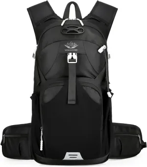 PORRASSO Hiking Backpack Waterproof Daypack 18L Rucksack Lightweight Backpack for Women Men Trekking Cycling Climbing Outdoor Sports Black