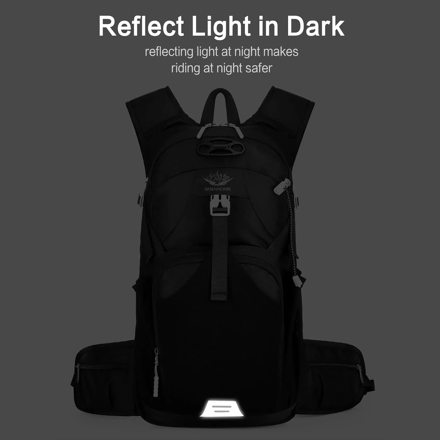 PORRASSO Hiking Backpack Waterproof Daypack 18L Rucksack Lightweight Backpack for Women Men Trekking Cycling Climbing Outdoor Sports Black