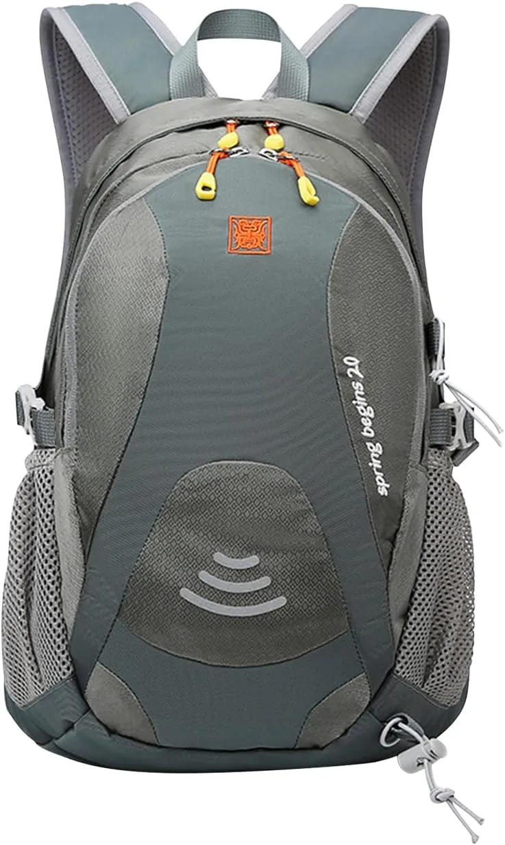 PORRASSO Hiking Backpack Waterproof Daypack 20L Rucksack Lightweight Backpack for Women Men Trekking Cycling Climbing Outdoor Sports Grey