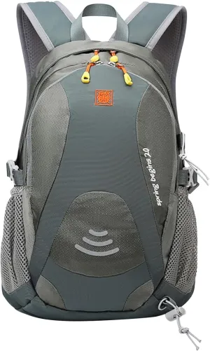 PORRASSO Hiking Backpack Waterproof Daypack 20L Rucksack Lightweight Backpack for Women Men Trekking Cycling Climbing Outdoor Sports Grey