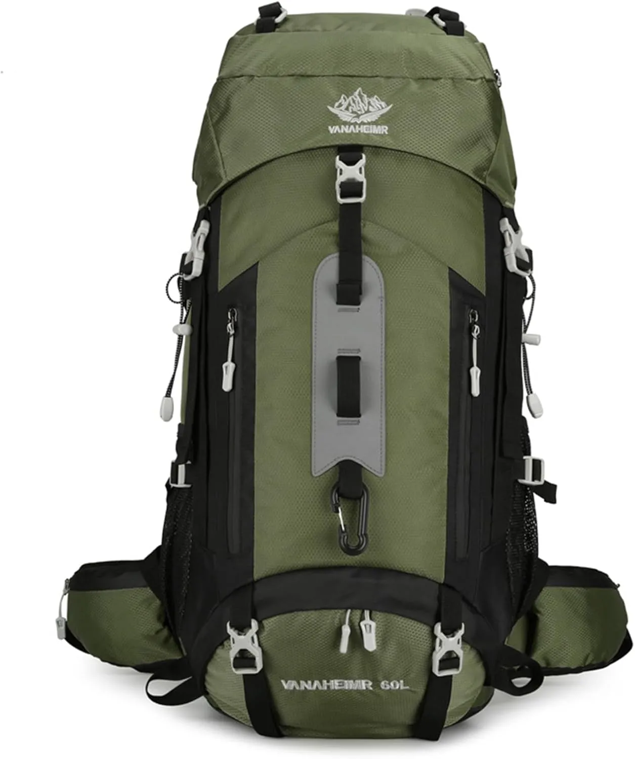 PORRASSO Hiking Backpack Waterproof Daypack 60L Rucksack with Rain Cover Lightweight Backpack for Travel Trekking Camping Climbing Outdoor Sports Dark Green