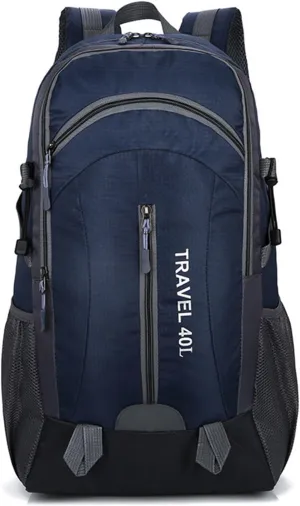PORRASSO Hiking Backpack Waterproof Rucksack 40L Daypack with USB Charging Port Durable Backpack for Women Men Camping Climbing Travel Outdoor Sports Dark Blue