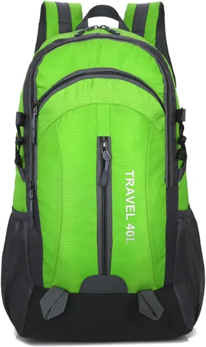PORRASSO Hiking Backpack Waterproof Rucksack 40L Daypack with USB Charging Port Durable Backpack for Women Men Camping Climbing Travel Outdoor Sports Green