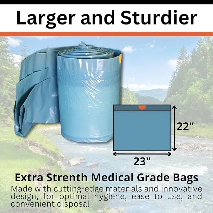 Portable Toilet Waste Bags Extra Strength with Super Absorbent Pad (12 Count) - With Advanced Odor Control System - Extra Large - Fits All Buckets and Camping Toilets (Extra Strength, 12)